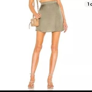 Nation LTD Birdie Olive Green Satin Mini Skirt S